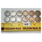 Group lot of (12) Liberty V Nickels: from 1898 -