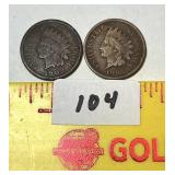 (2) Indian Head Pennies: 1902 & 1907