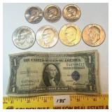 Group lot including Silver Certificate $1 Bill