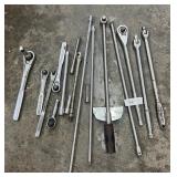 Group lot of ratchets, extensions, and other