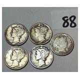 (4) Mercury Silver Dimes: 1944, 1939, 1945, 1928;