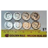 Group lot of (8) Kennedy Half Dollars: From 1965