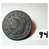1833 Large one cent coin