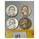 (4) Silver Quarters: 1939, 1941, (2) 1964