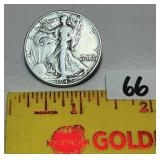 1942 Walking Liberty Half Dollar, no mint mark