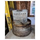 Galvanized wash tub & galvanized milk crate