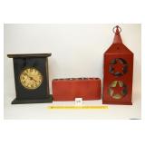 Group lot of Primitive Decor; clock runs on