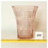 Vintage Pink Glass Vase w/ Basketweave Design