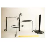 Metal Paper Towel Holder & Wrought Iron Pie Plate