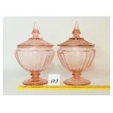 Pair of Vintage Pink Depression Mayfair Open Rose