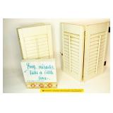 Pair of small wooden decorative shutters & a
