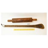Primitive Kitchen Items including a rolling pin
