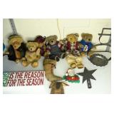 Christmas Decor Lot including Boyds Bears, Tree