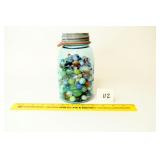 Quart Mason Jar full of Vintage Marbles; some do