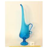 Mid Century L.E. Smith Blue Swung Vase / Pitcher
