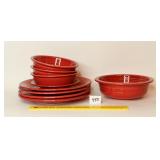 Group of Red Fiesta: (4) Dinner plates, (1)