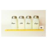Milk Glass Salt / Pepper / Flour / Sugar Set