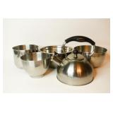 Group Lot of Stainless Steel Bowls & a Tea Pot