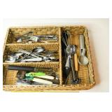 Assortment of Flatware w/ utensil basket