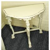 Chalk Painted Half Table w/ ornate designs on