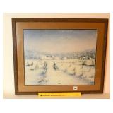 Framed Fred Thrasher Print 'Winter'; signed and