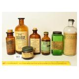 Group lot of Medicine Bottles w/ labels; green