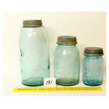 (3) Vintage Ball Perfect Mason Jars; 1/2 Gallon,