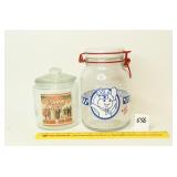 Glass Heides Colored Bon Bon Jar & a Pillsbury