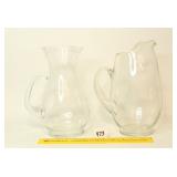 Pair of Large Glass Pitchers; one on left is