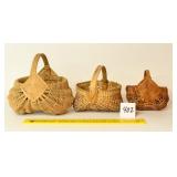 (3) Small Handmade Baskets