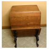 Antique Oak School Desk; #4 Columbia