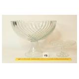 Large Footed Fruit Bowl & Small Pedestal Plate