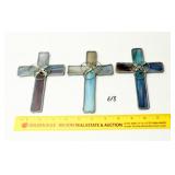 (3) Crosses made from Stained Glass from the