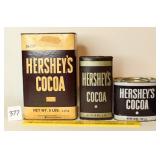 (3) Vintage Hershey's Cocoa Tins; largest has