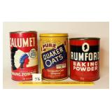 (3) Vintage Tins: Calumet Baking Powder, Rumford