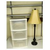 Metal Lamp w/ Shade & Sterilite Cabinet w/