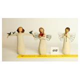 Trio of Willow Tree Figurines; Happiness, Good