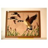 Vintage Geese Framed Latch Hook