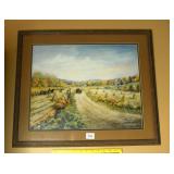 Framed Fred Thrasher Print 'Fall'; signed and