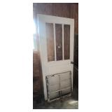 Vintage Wooden Door w/ Glass Panels & Vintage