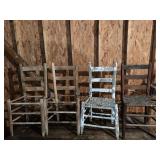 Group lot of vintage straight back chairs