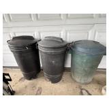 (3) Plastic Trash Cans w/ lids