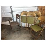 Set of (4) Matching Vintage Folding Chairs & a