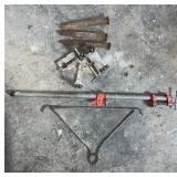Large Bar Clamp, Miter Box, Railroad Spikes &