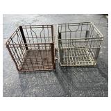 Pair of Vintage Metal Milk Crates
