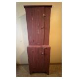 Primitive Wooden Cabinet; One-Piece Step Back