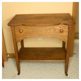 Antique Oak Wash Stand on casters
