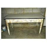 Vintage Wooden Table w/ enamelware top