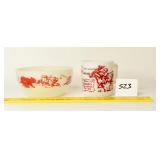 Vintage Davy Crockett Milk Glass cup & bowl set