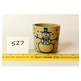 Small Salt Glaze & Cobalt Snowman Crock